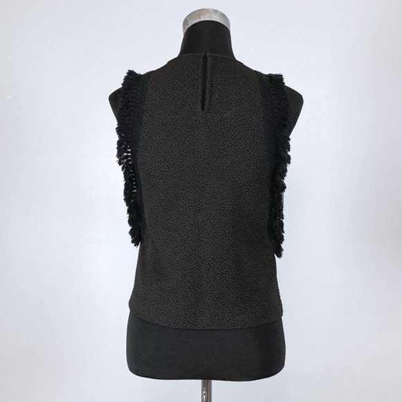 Rachel Roy Black Textured Fringe Sleeveless Top, Go West Tassel Tank Top, XS - Picture 8 of 8